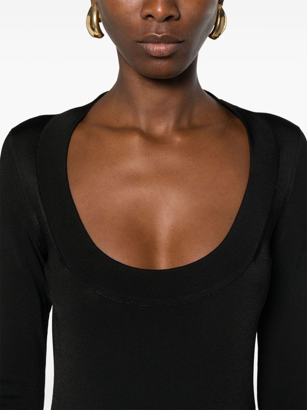 Dresses Saint Laurent Black Ribbed Knit Long Sleeve Dress Brand