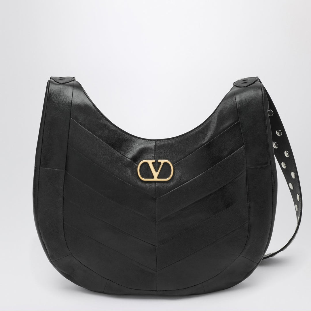 Valentino Garavani Medium Hoboho bag in black chevron-pattern nappa