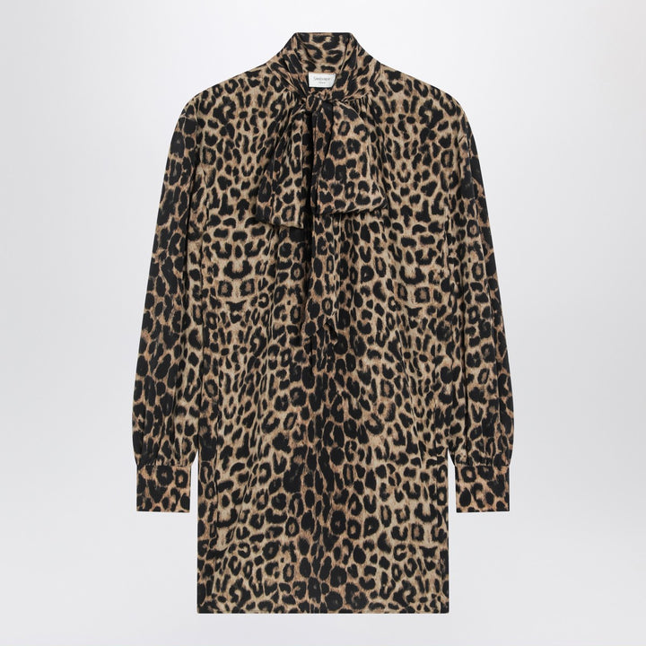Saint Laurent Leopard-print silk mini dress