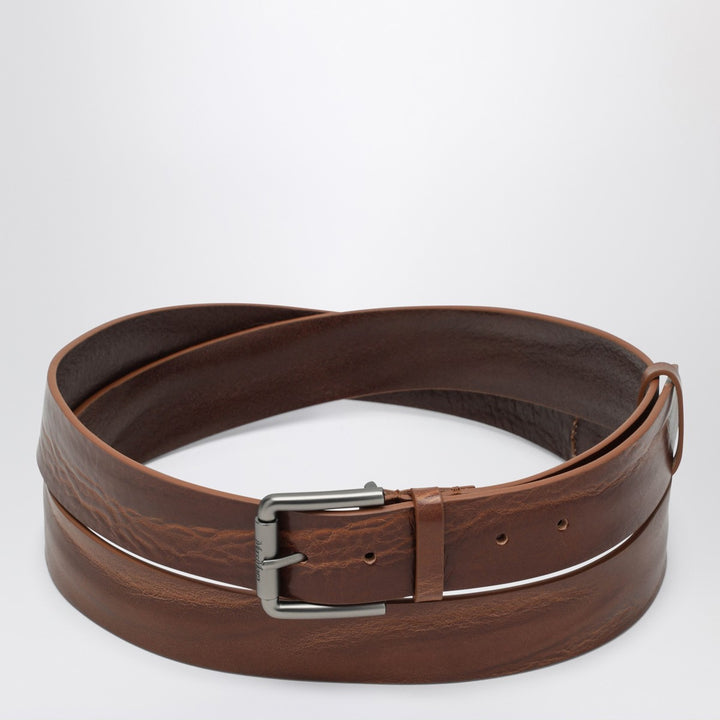 Max Mara Long Belt in Brown Leather