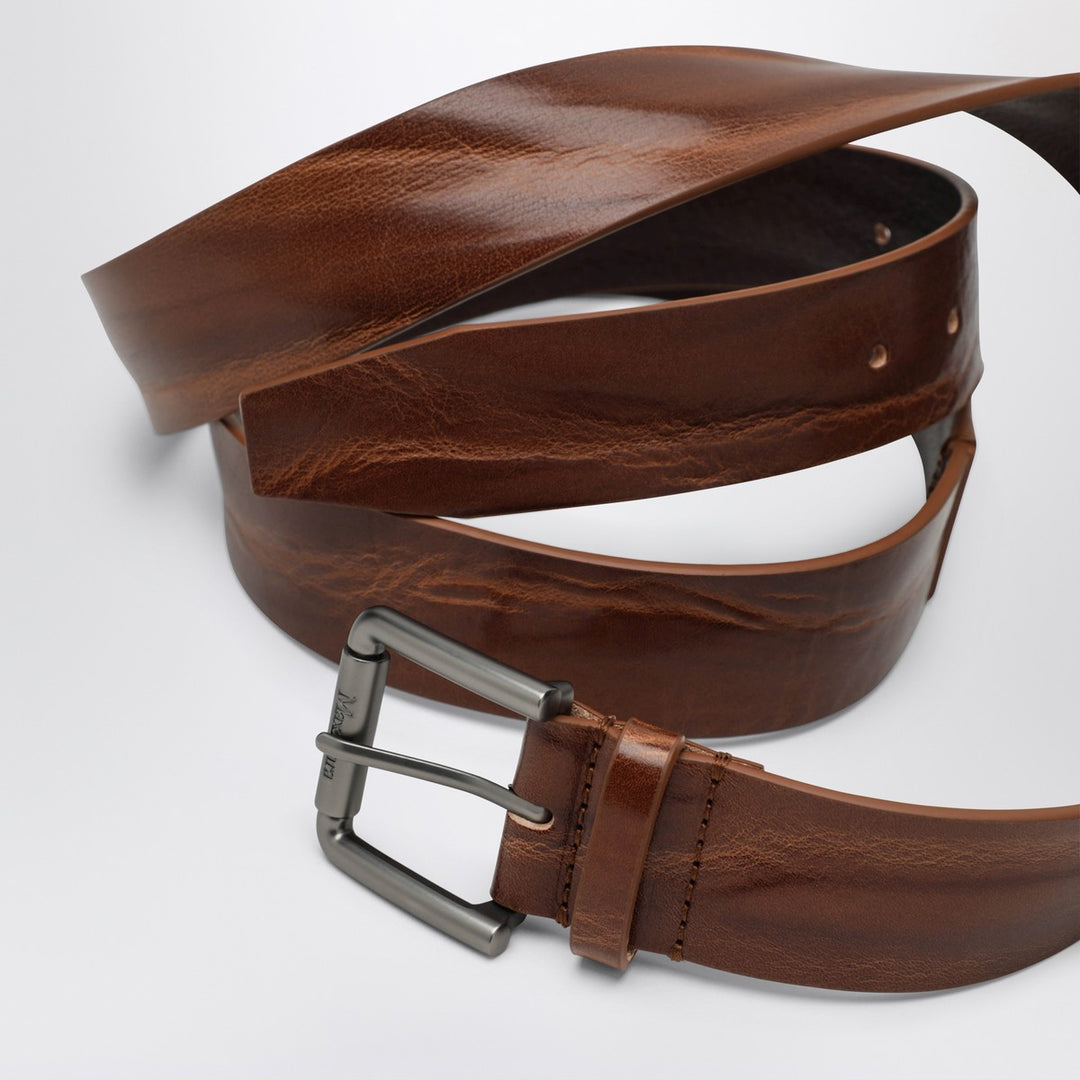 Max Mara Long Belt in Brown Leather