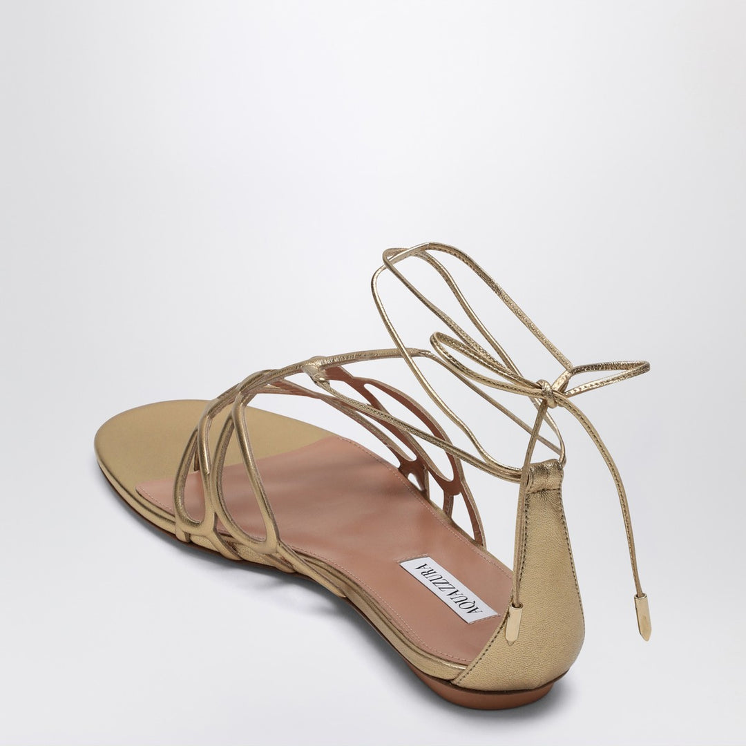 Aquazzura Low gold leather sandal