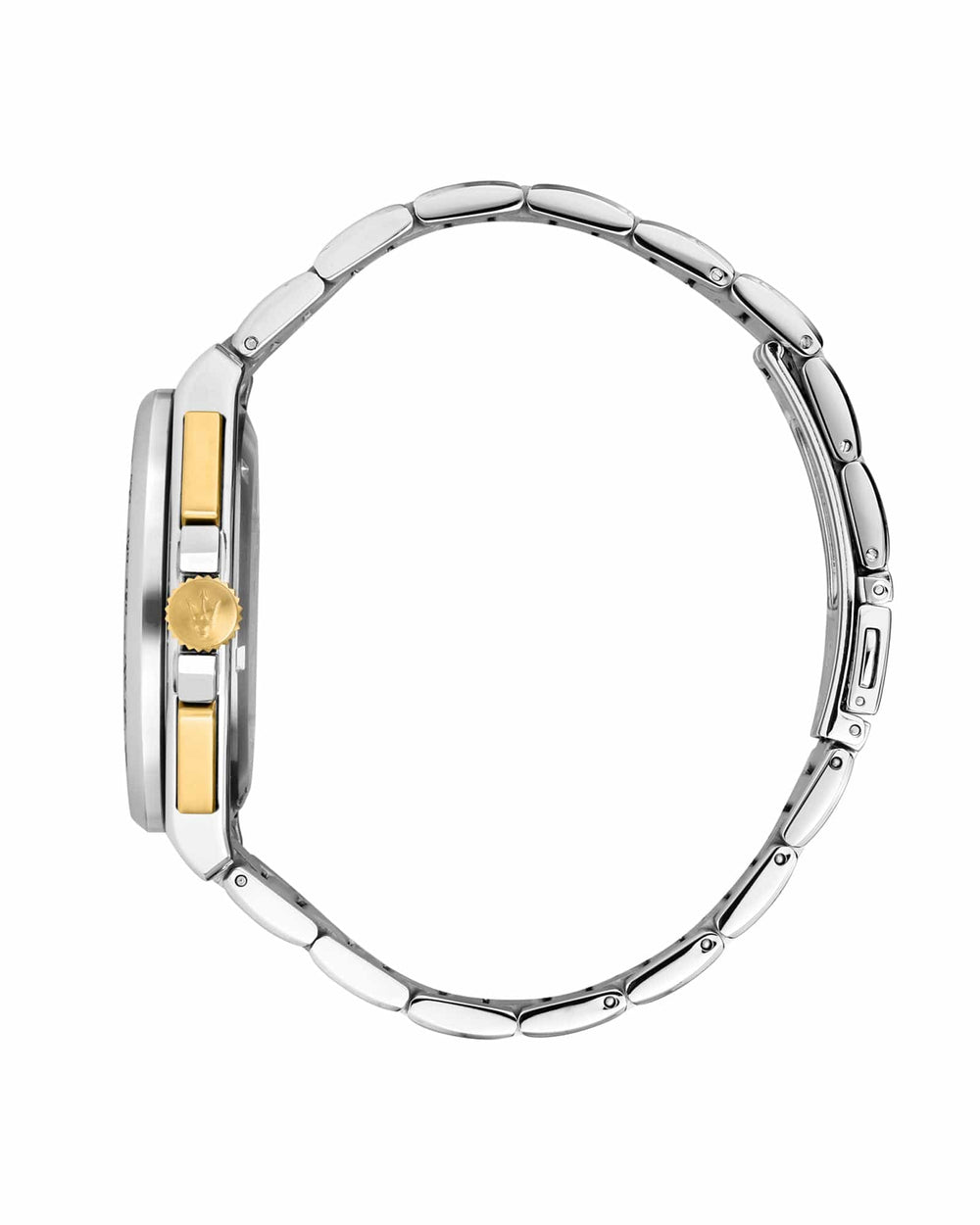 Watch Maserati Velocita 43mm Chrono Black Dial Two Tone Stainless Steel Strap Watch Brand