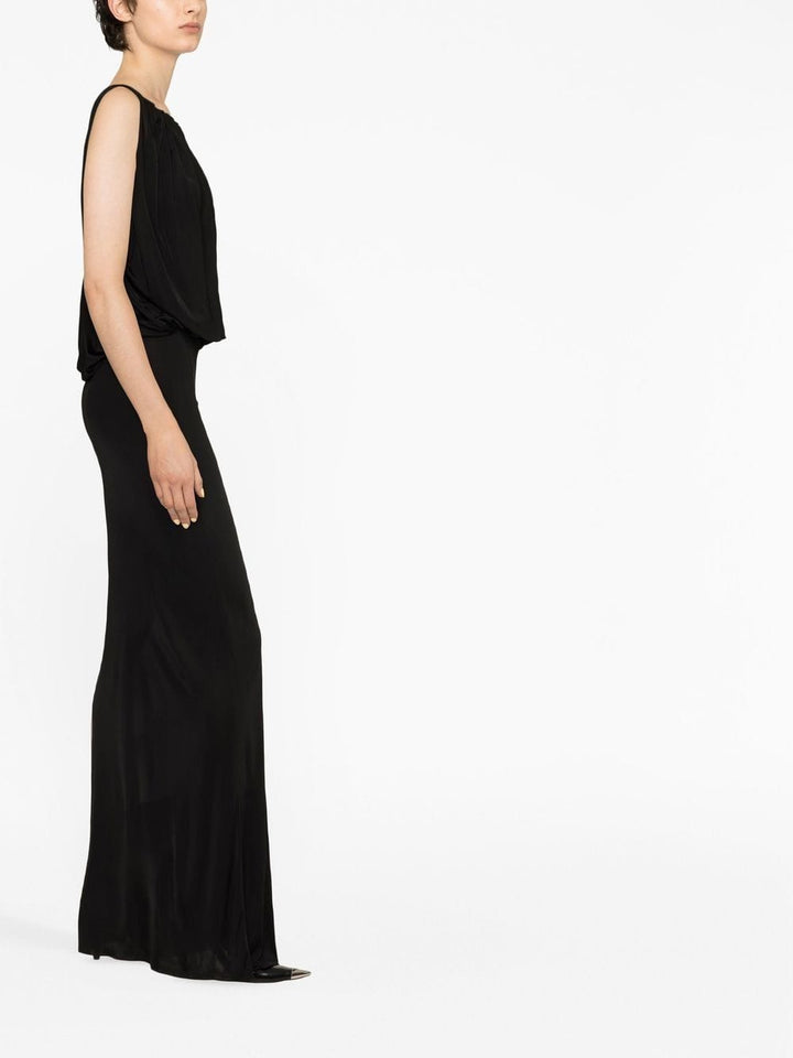 Saint Laurent Dresses Saint Laurent Black Sleeveless Draped Dress  Saint Laurent Black Sleeveless Draped Floor-Length Dress at Italian Luxury Brand