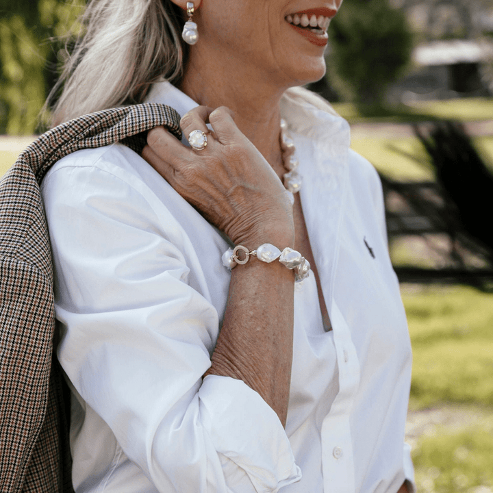 Ikecho Pearl Necklace Pebble Necklace Pebble Necklace Brand