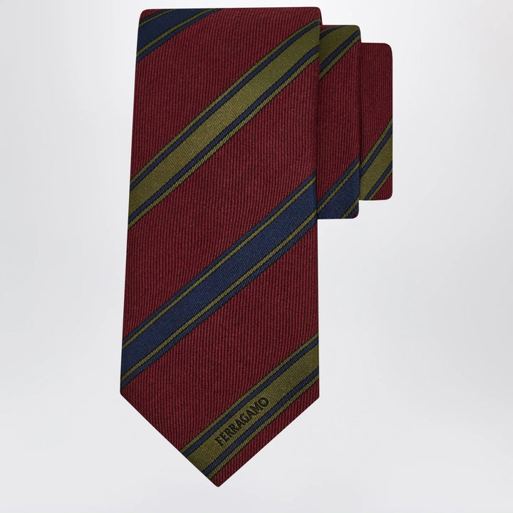 Ferragamo - Bordeaux/Red Regimental Jacquard Tie