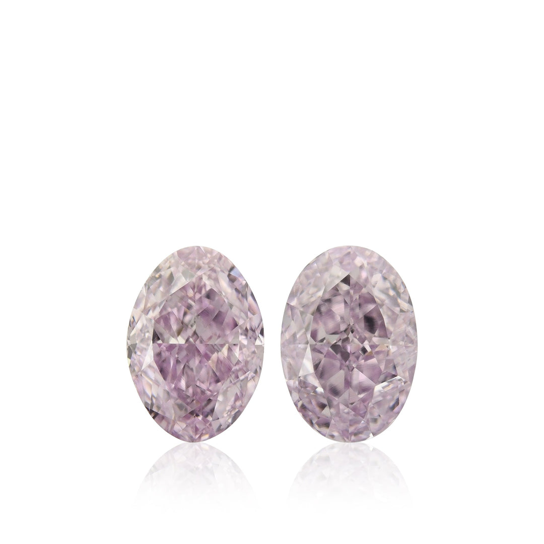 1.09 Carat Fancy Intense Pink Purple Oval Diamonds VS2 GIA Pair