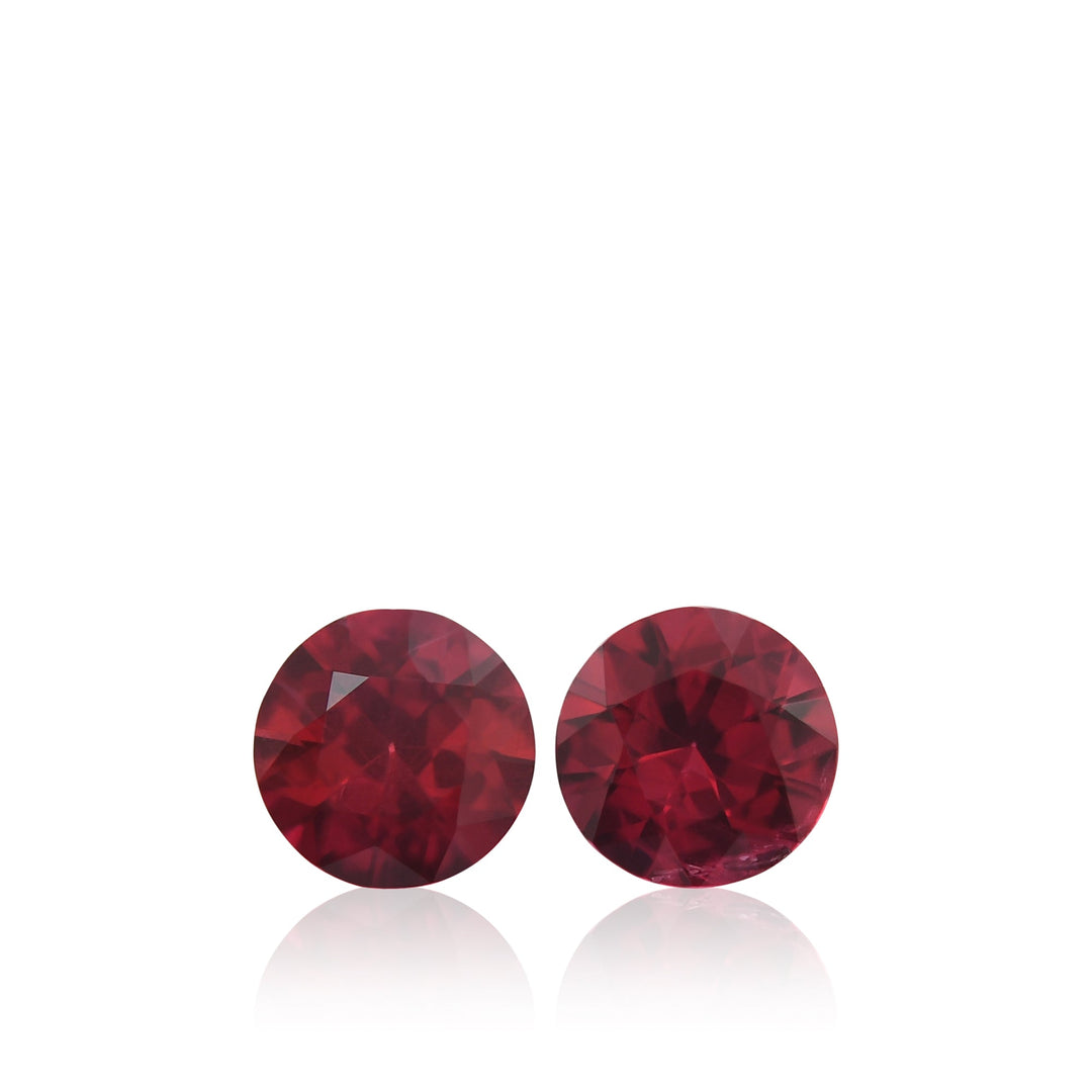 1.12 Carat Red MOZAMBIQUE Round Rubies Pair