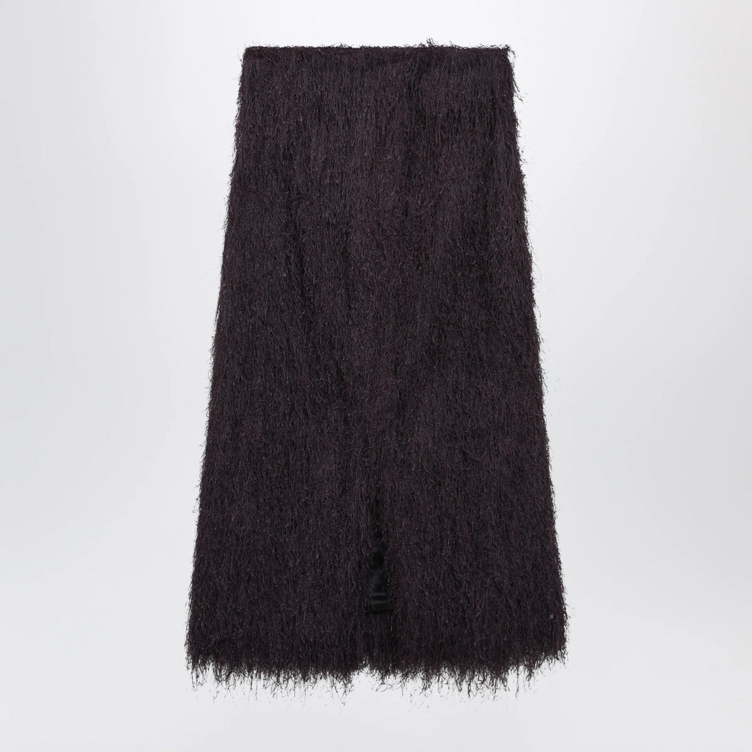 Dries Van Noten - Dark purple midi skirt with fringes