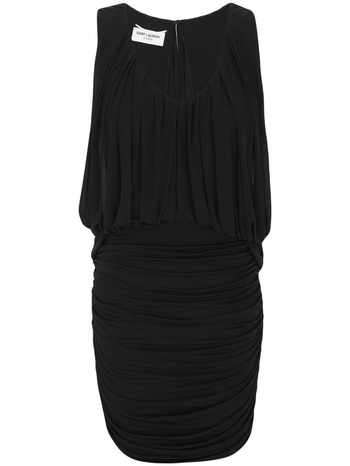 Saint Laurent Sleeveless Draped Minidress