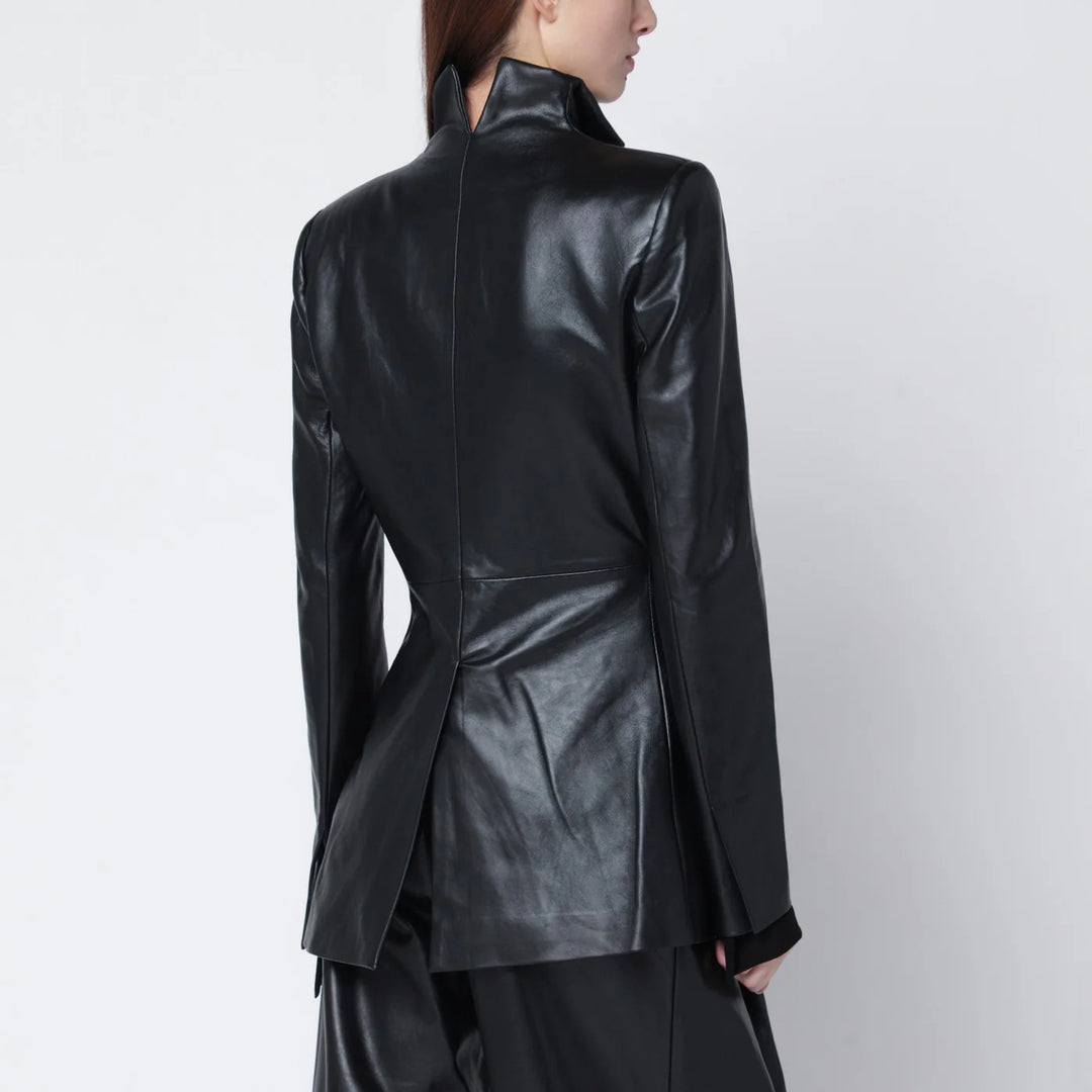 Francesco Murano - Black single-breasted leather blazer