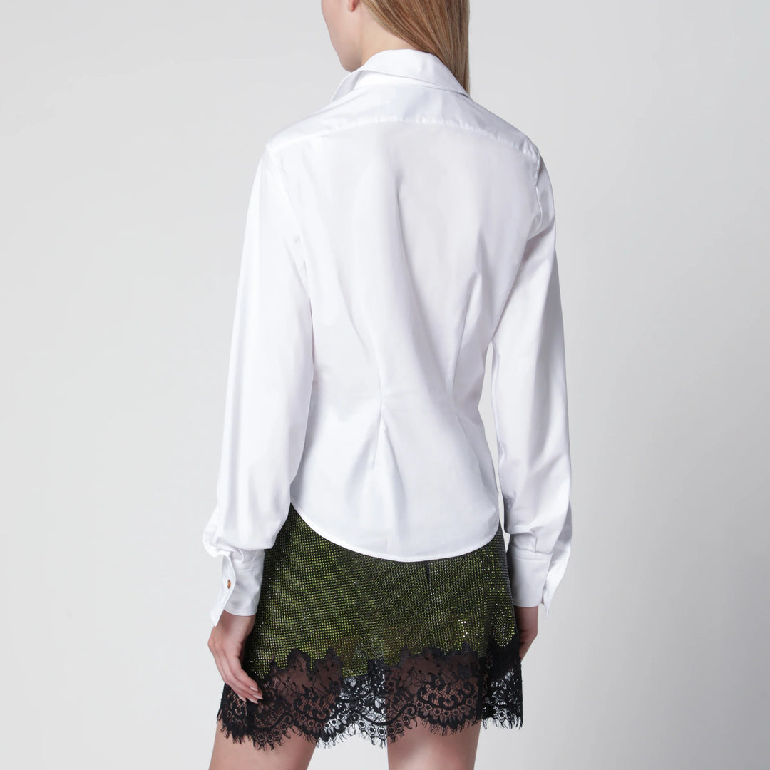 Vivienne Westwood - Drunken cotton poplin shirt with Orb embroidery, white