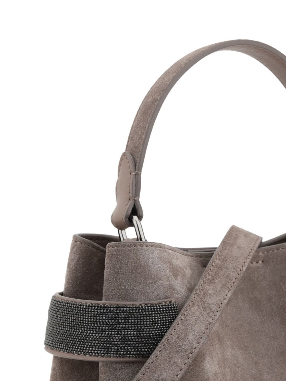 Handbag UNI Brunello Cucinelli Essence Small Suede Top-Handle Bag with Precious Bands Brand