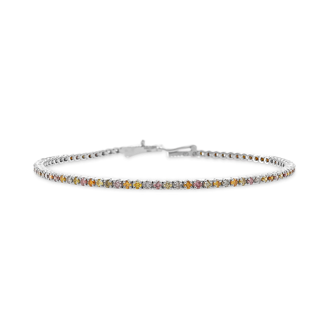 2.39Ct Multi Color Round Diamond Tennis Bacelet