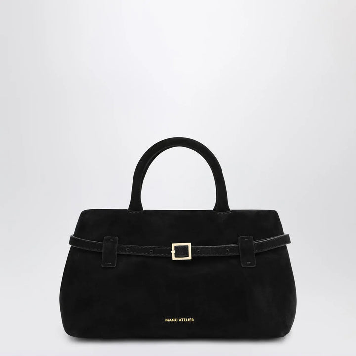 Manu Atelier - Le Cambon 25 black suede bag Brand Apparel &amp; Accessories TU