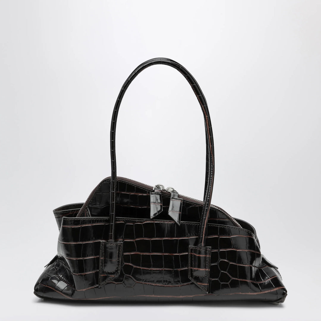 The Attico - La Passeggiata Small bag in coffee crocodile-print leather