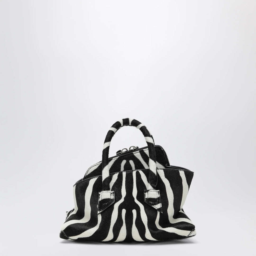 The Attico - La Passeggiata Mini bag in black and white pony hair leather