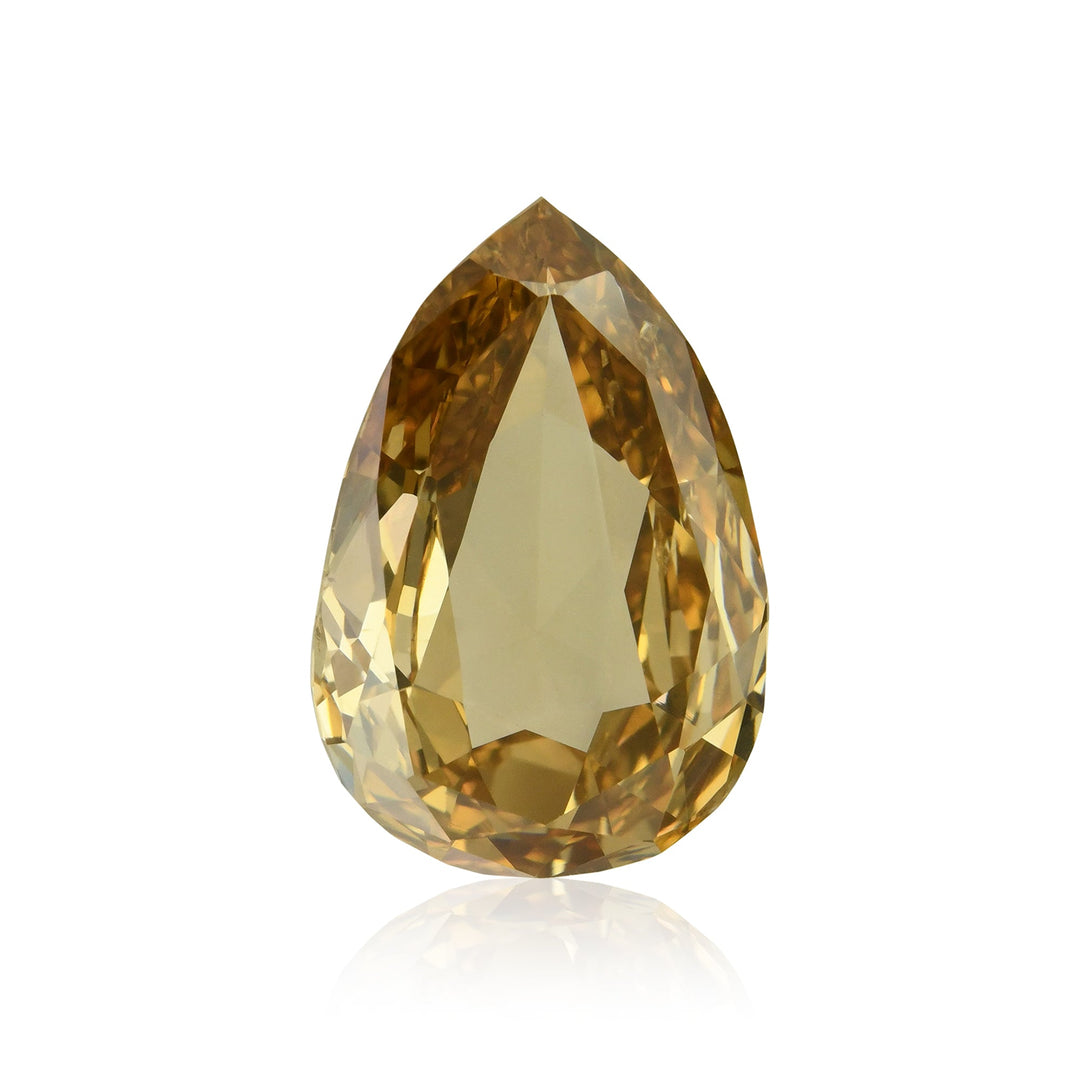 3.04 Carat Fancy Deep Brown Yellow Pear Diamond SI1 GIA