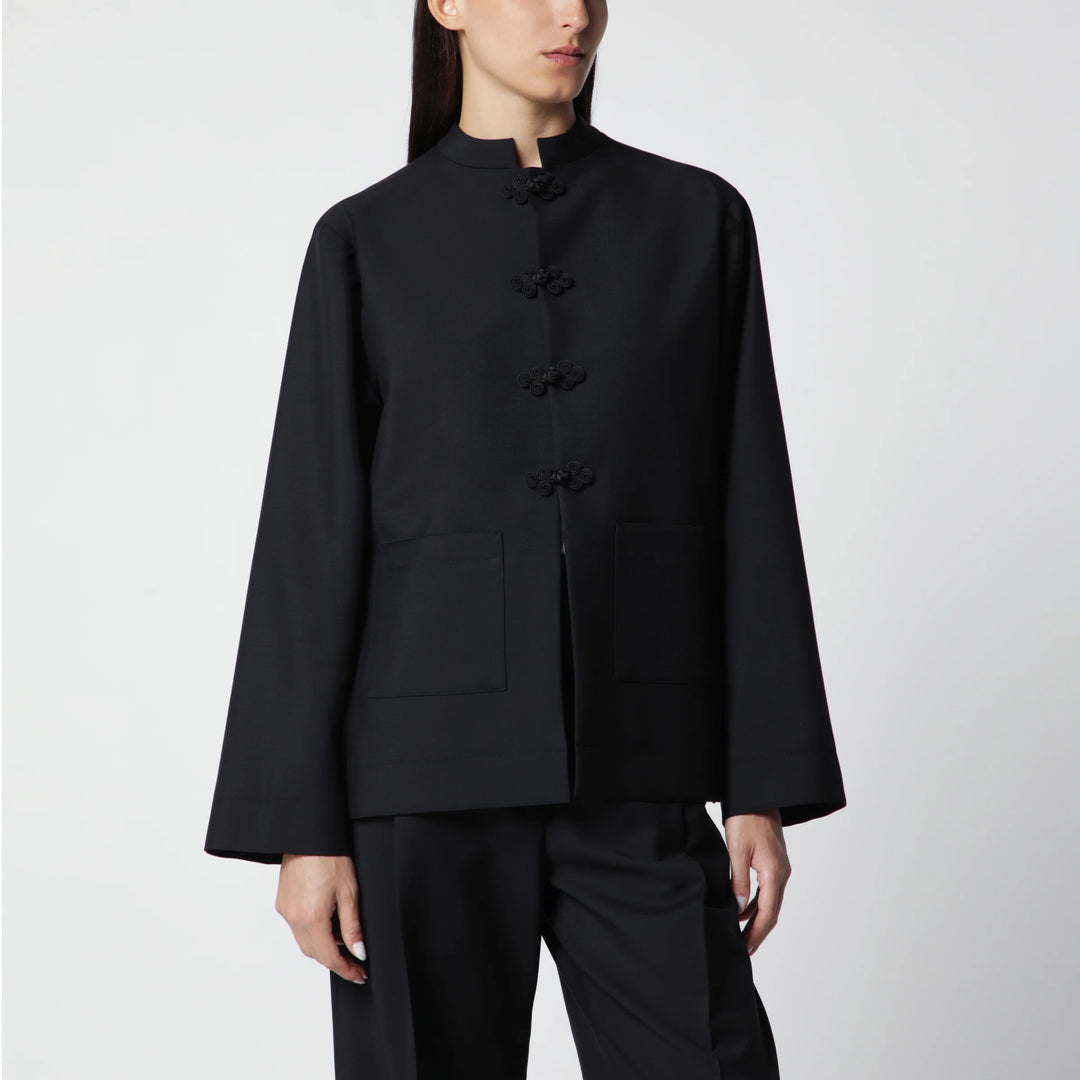 Róhe - Black Wool Jacket with Pankou Closure