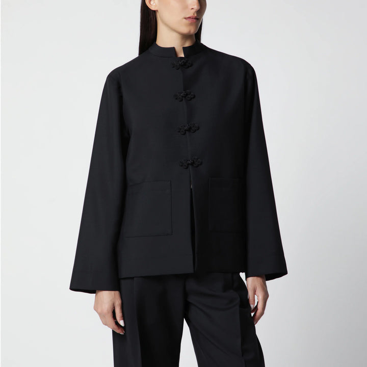 Róhe - Black Wool Jacket with Pankou Closure