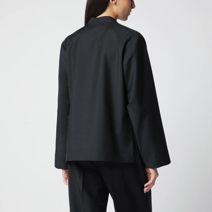 Róhe - Black Wool Jacket with Pankou Closure