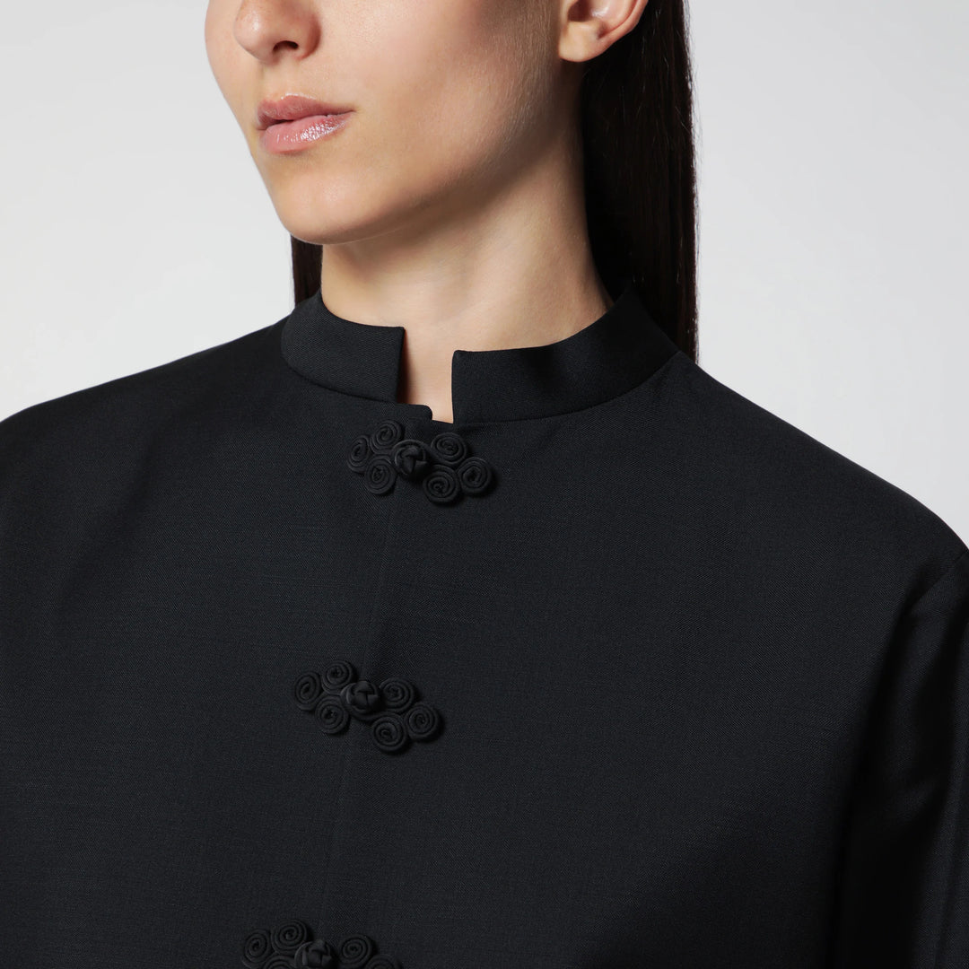 Róhe - Black Wool Jacket with Pankou Closure