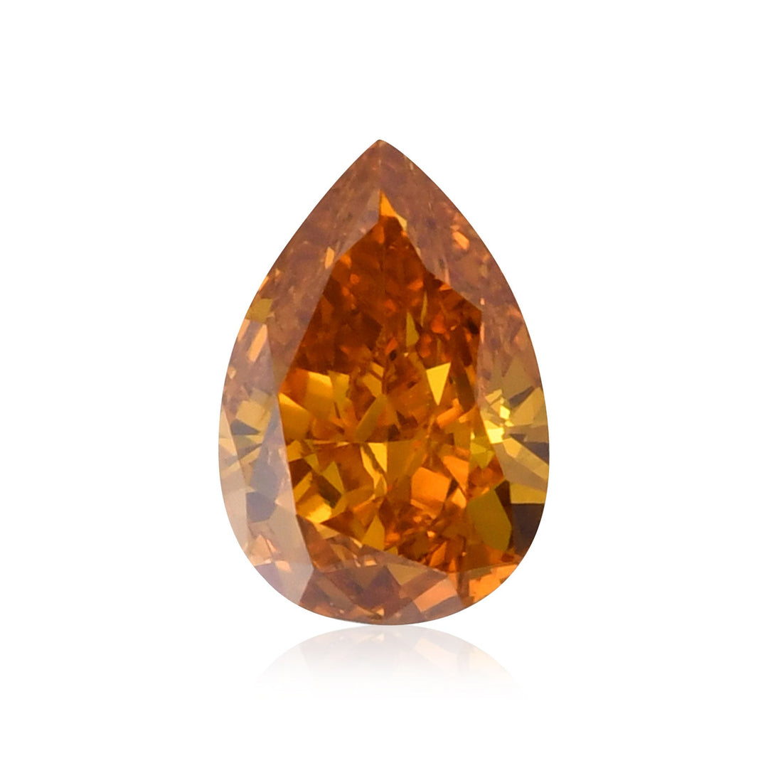 0.51 Carat Fancy Deep Yellow Orange Pear Diamond SI1 GIA