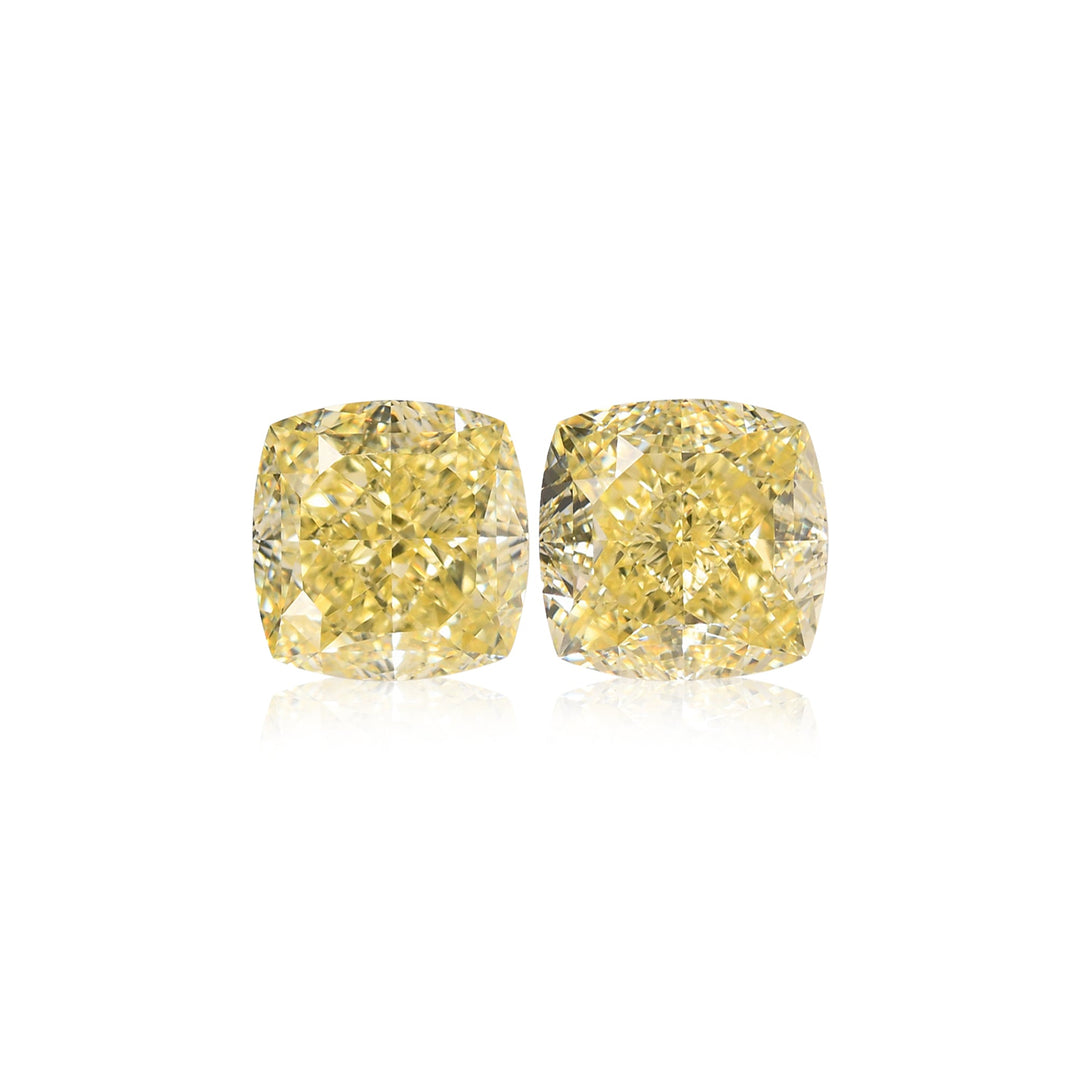 2.17 Carat Fancy Light Yellow Cushion Diamonds VVS1