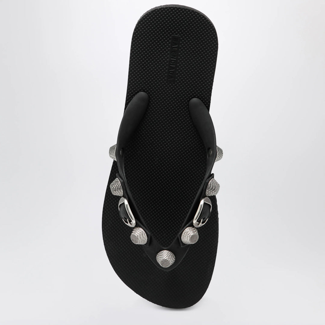 Balenciaga - Cagole black rubber thong slides