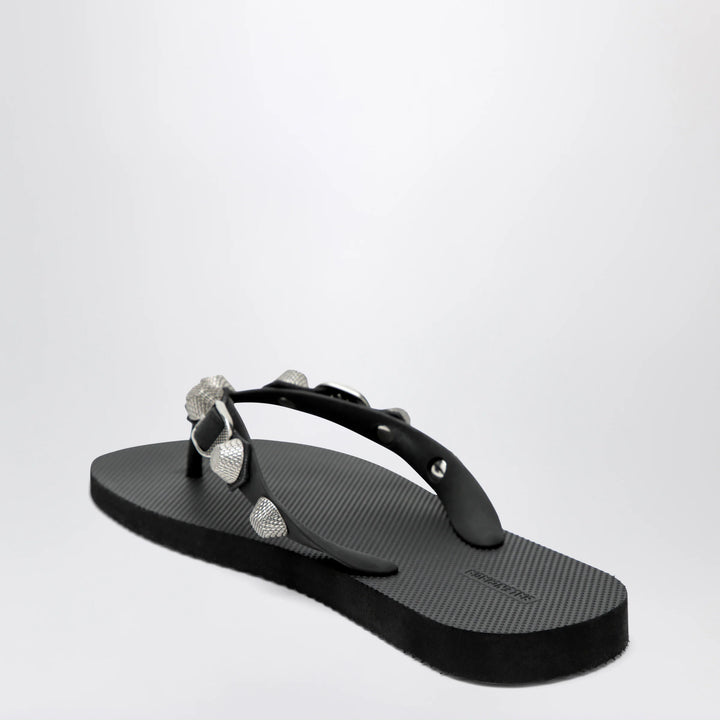 Balenciaga - Cagole black rubber thong slides