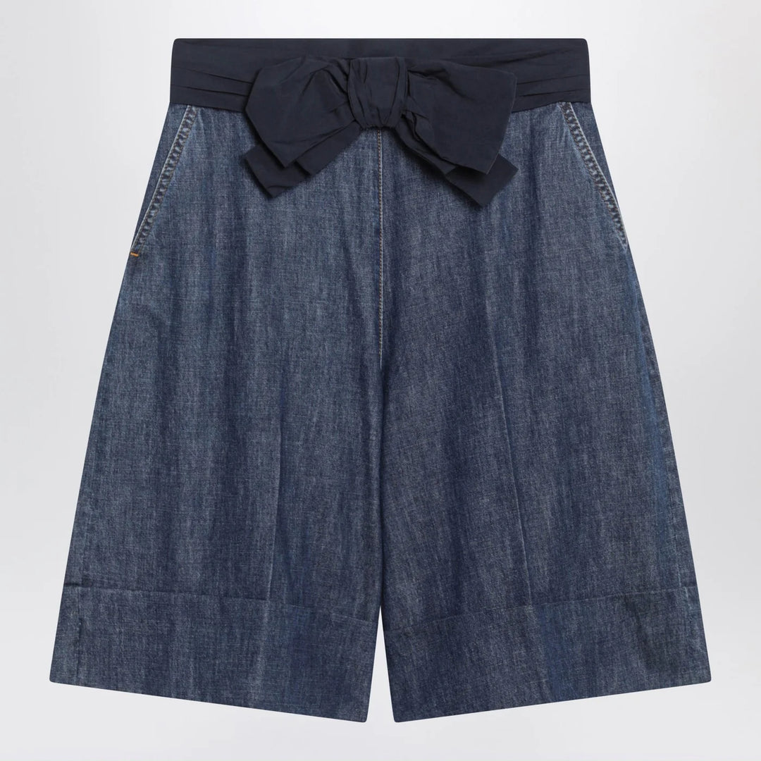Valentino - Denim bermuda shorts with oversized bow