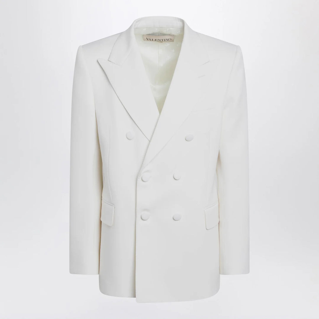 Valentino - Milk-colored double-breasted jacket in wool