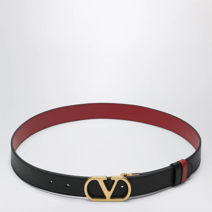 Valentino Garavani - Reversible VLogo Signature belt in glossy calfskin black/red