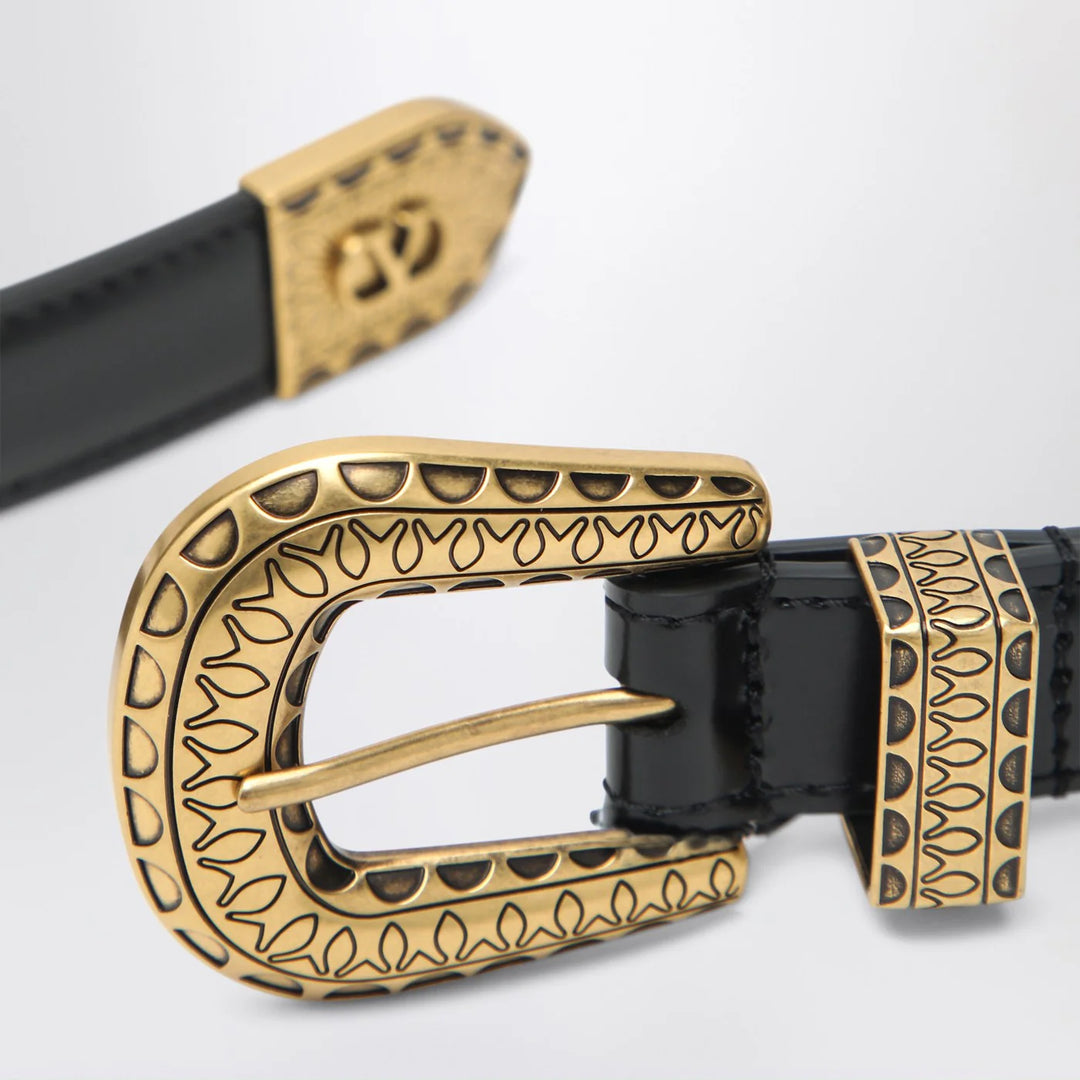 Valentino Garavani - Black VLogo Signature belt in polished calfskin