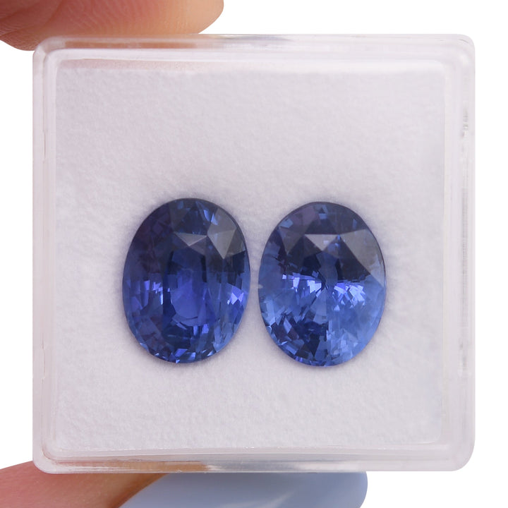 8.81 Carat Pair of Blue SRI LANKAN Oval Sapphires GIA