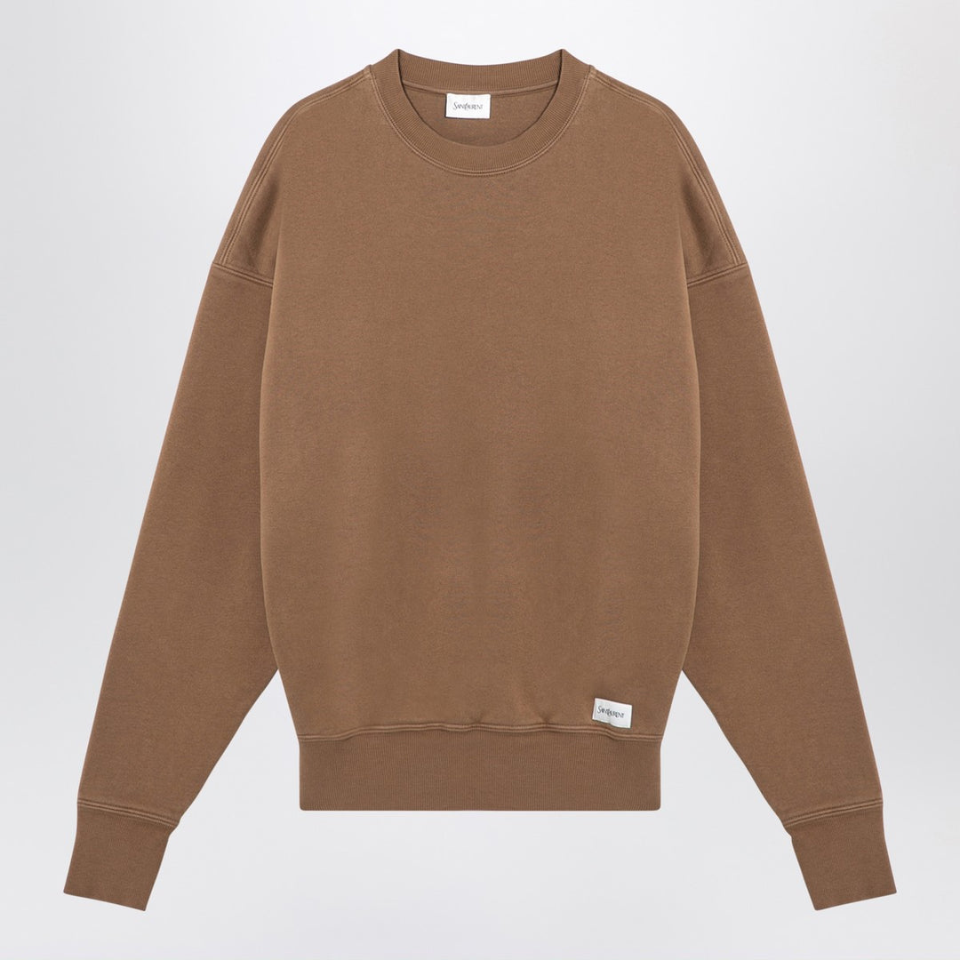Saint Laurent Caramel coloured plush cotton sweatshirt