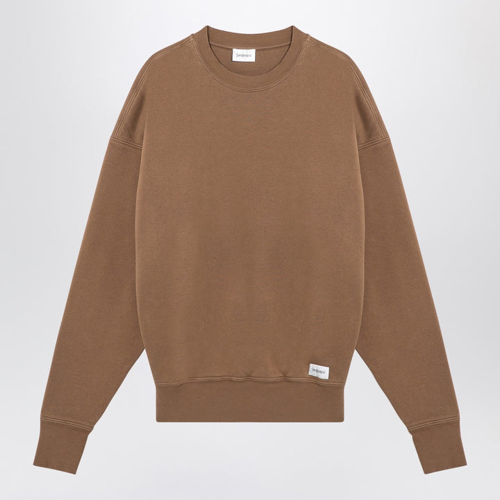 Saint Laurent Caramel coloured plush cotton sweatshirt