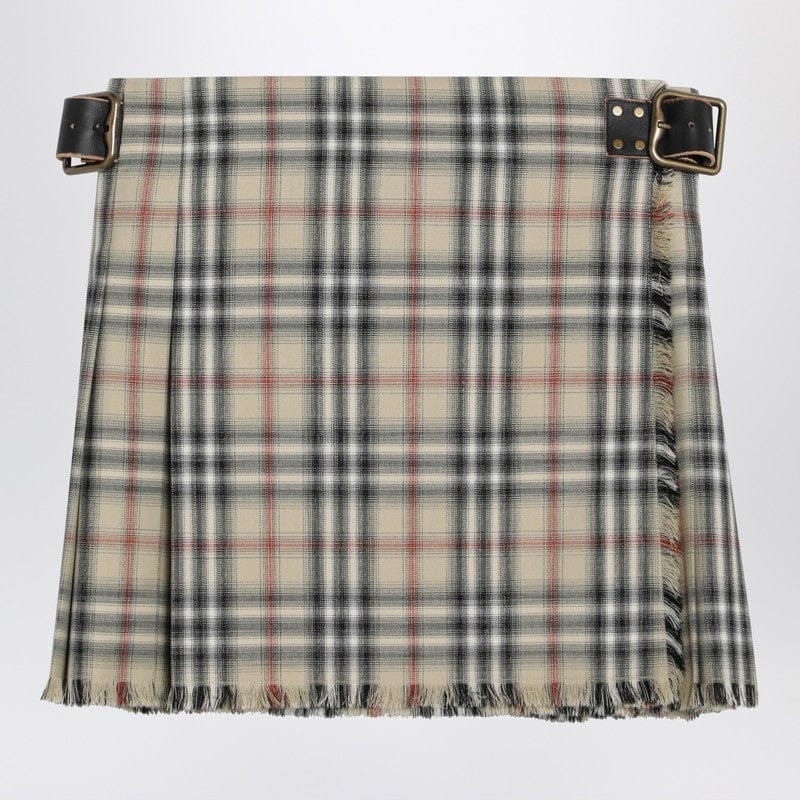 Skirts Burberry - Beige wool mini kilt with Check pattern - 10 UK Brand