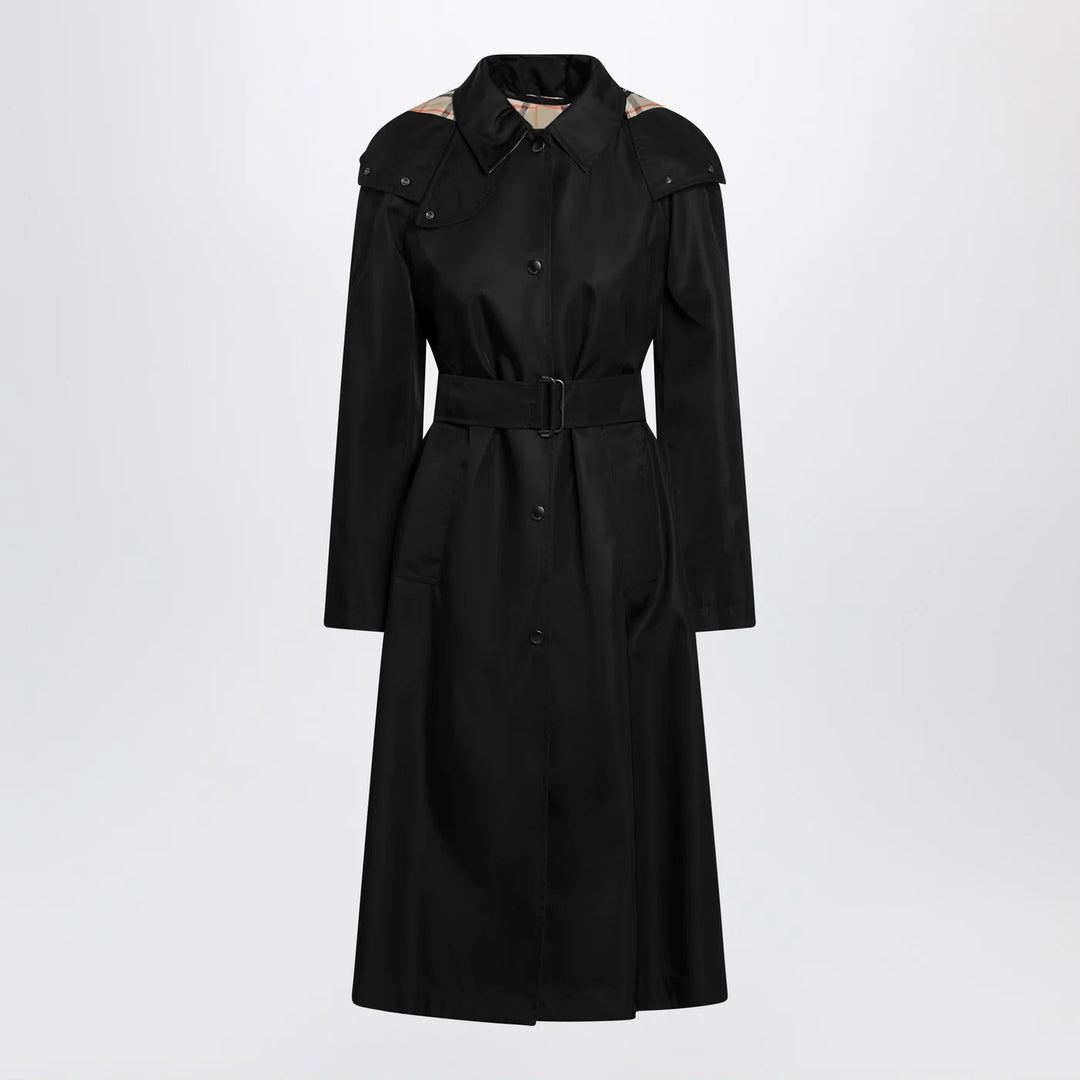 Burberry - Long black nylon car coat