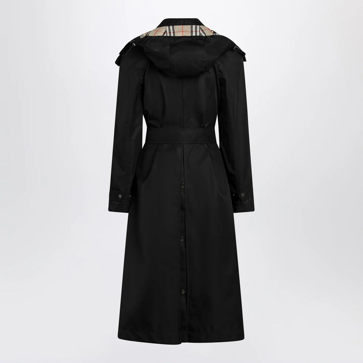 Burberry - Long black nylon car coat