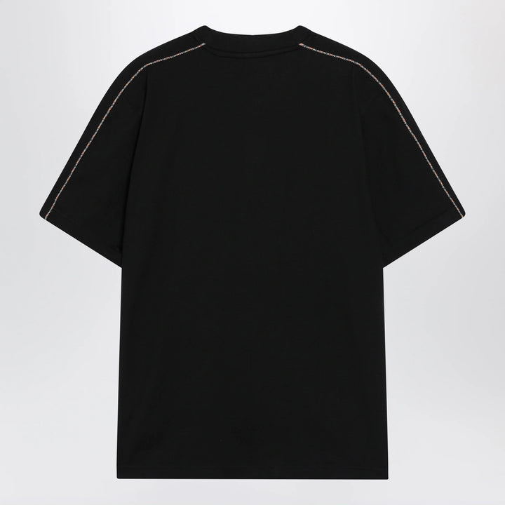 Burberry - Cotton T-shirt with Check trim in black