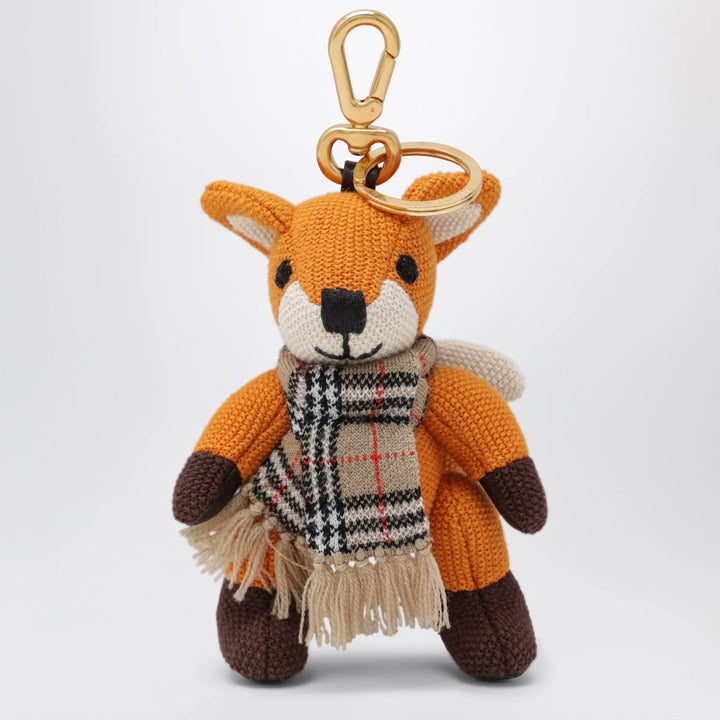 Burberry - Orange fox charm in knitted cotton