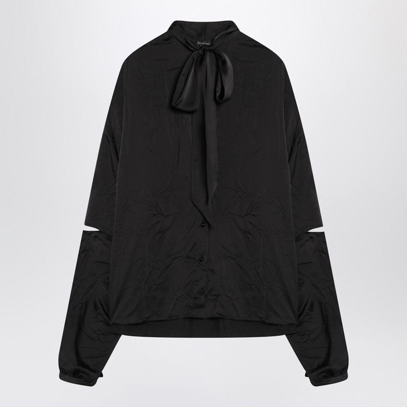 Shirts & Tops Balenciaga - Black satin blouse with bow - 38 FR Brand