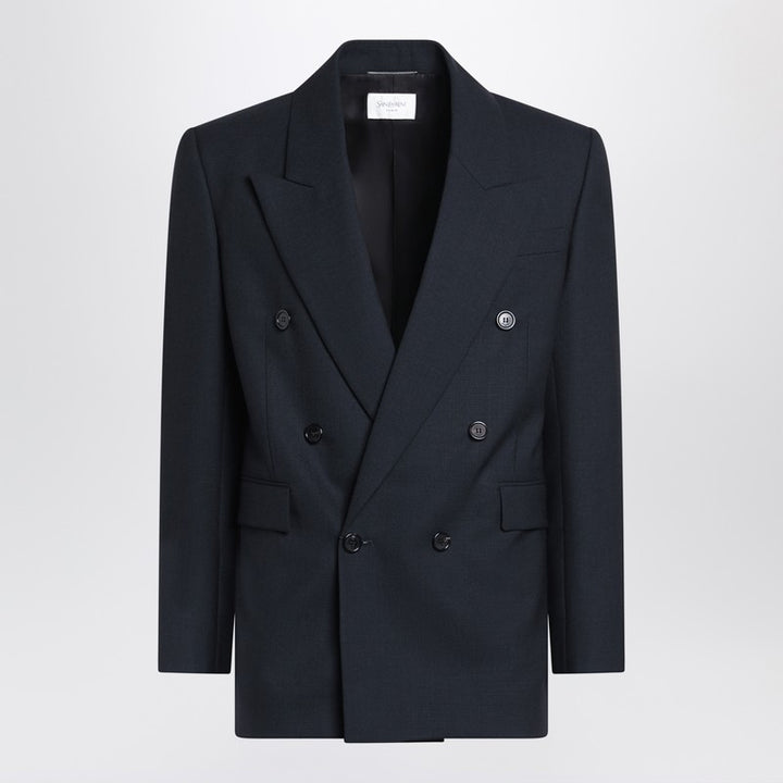 Saint Laurent Double-breasted navy blue wool jacket