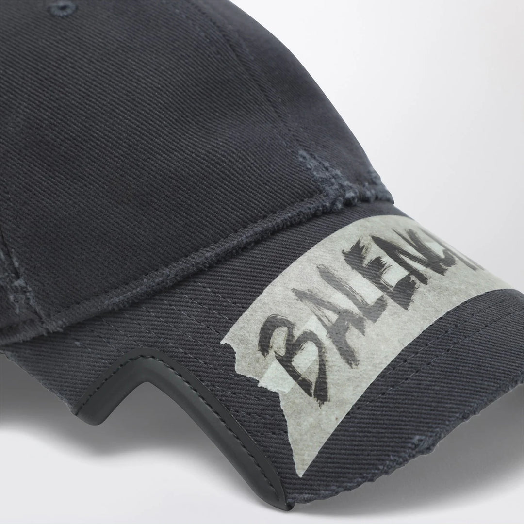 Balenciaga - Black washed-effect Masking Tape cap