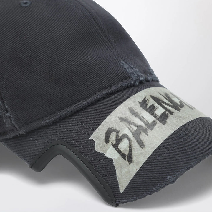 Balenciaga - Black washed-effect Masking Tape cap