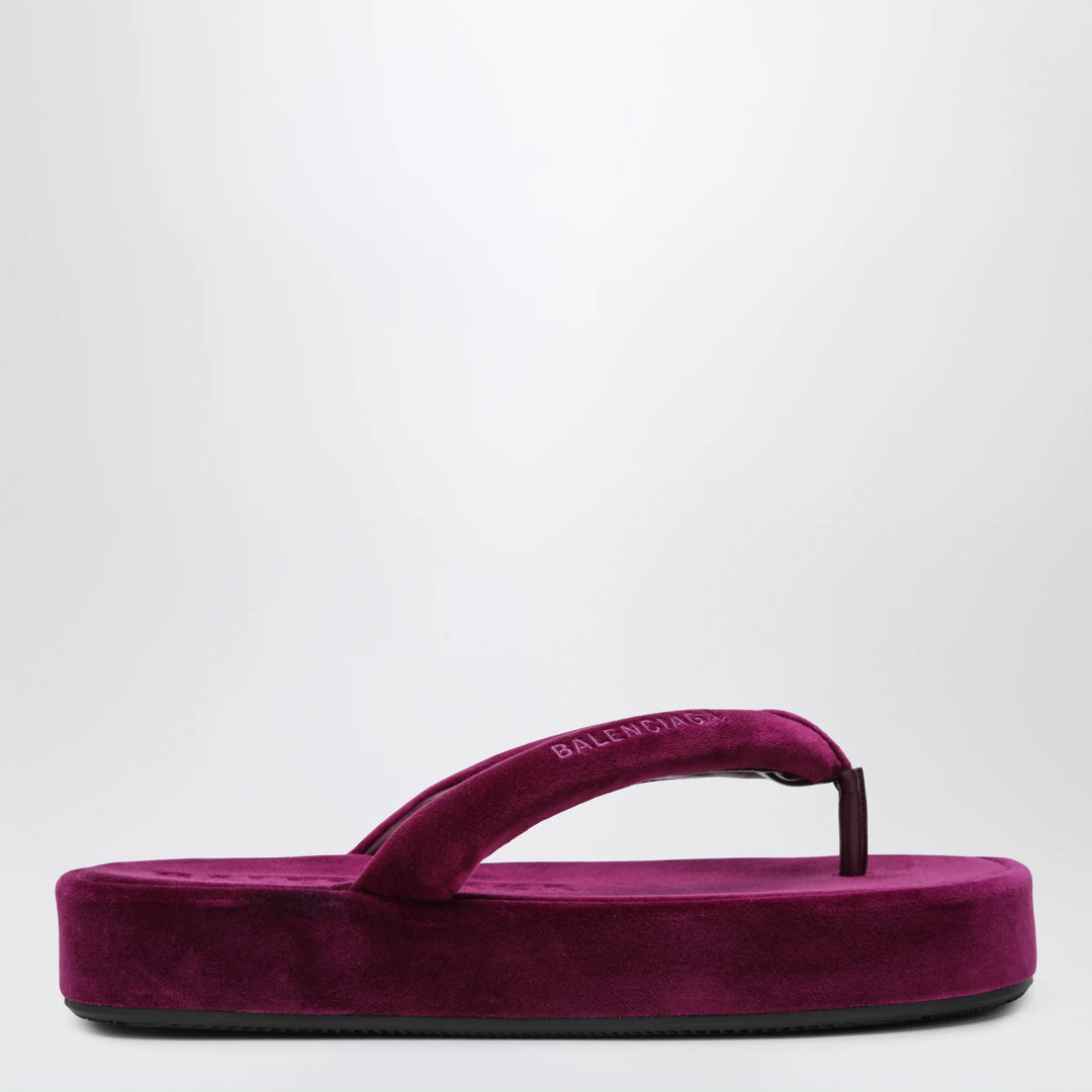 Balenciaga - Jet Lag stretch velvet flip-flops in purple