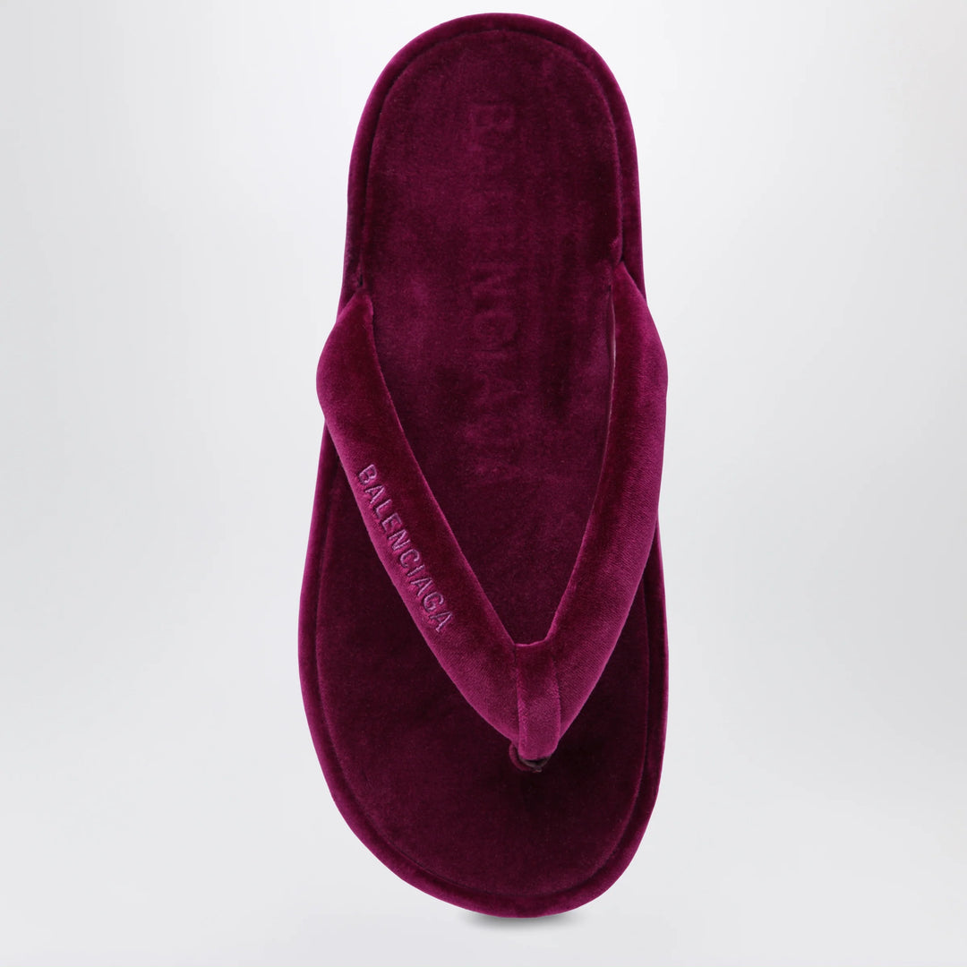 Balenciaga - Jet Lag stretch velvet flip-flops in purple