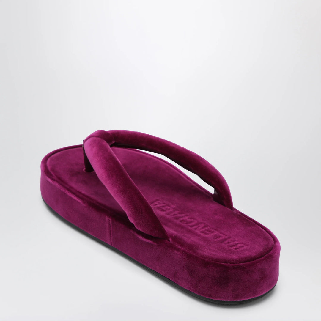 Balenciaga - Jet Lag stretch velvet flip-flops in purple