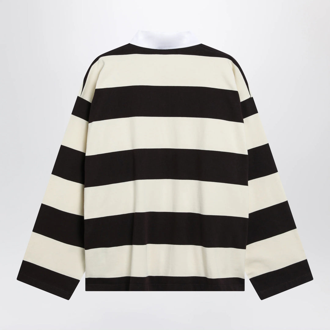 Balenciaga - Striped jersey polo shirt in cotton, brown